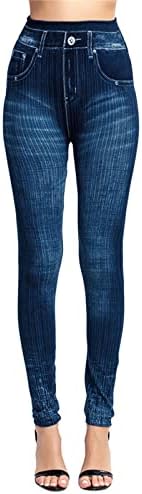 Calças de ioga de teal yalfjv para cutgings leggings para mulheres jeans elásticos perneiras imitação de estampa