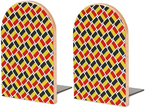 Belga Bandeira Decorativa de Livros Decorativa Livro Não Esquagado End para Prateleiras 1 par 7 x 5 polegadas