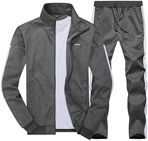 Tacvasen Men's Tracksuit Athletic Athletic Full Zip Casual Leva Longa Casual e Calças Conjunto de 2 Peças Sorto Em Exceleração