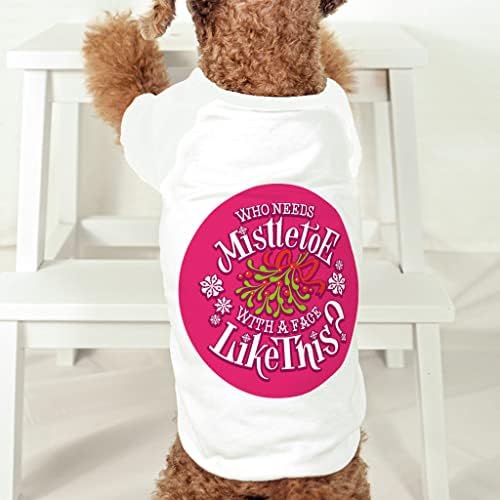 Quem precisa de visco com um rosto como esta camiseta de cachorro - camisa de cachorro de Natal - roupas engraçadas de cachorro