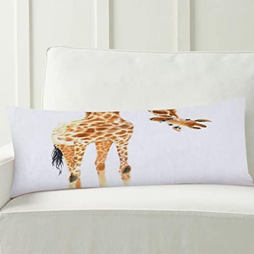 Algodão de girafa travesseiros corporais para adultos Aquarela a aquarela Tampa da travesseira corporal para mulheres grávidas Aquarela