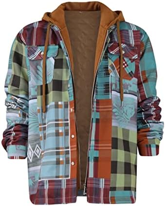 Jackets de inverno para homens xadrez xadrez adicione veludo para manter a jaqueta quente com casacos e jaquetas de capuz