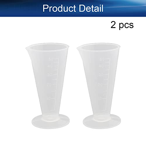 Bettomshin 2pcs 50ml Métrico de copo de medição cônica plástica, com derramamento de bico de bico de breaks doméstico Baking