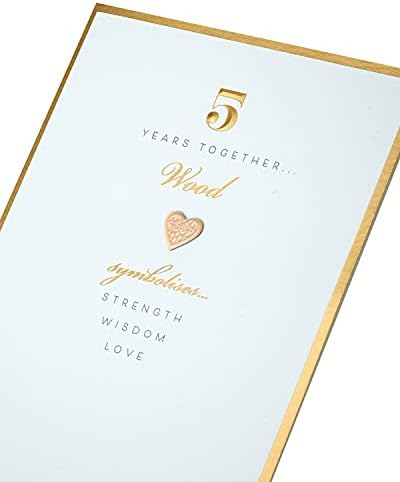 5º Card de Aniversário de Casamento - Aniversário de Casamento de Madeira - Cartão de Annviversary para Casal