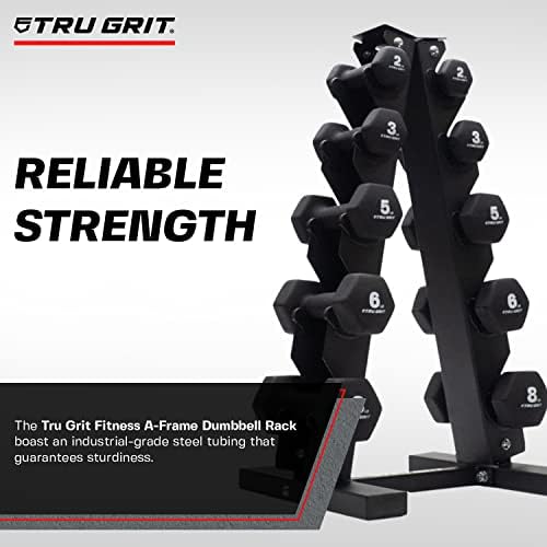 Tru Grit Fitness A -Frame Rack de halteres - feito com tubos de aço de nível industrial e acabamento preto revestido a pó