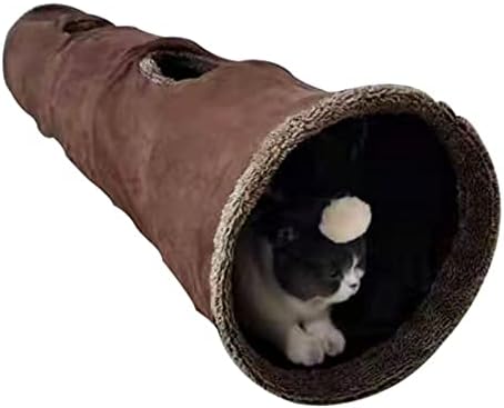 Ｋｌｋｃｍｓ Túnel de gato engraçado Túnel de tubo interativo Toys cães de estimação dobráveis ​​com caverna pendurada na tenda de bola escondida para animais pequenos, gatinho, filhote, suprimentos de coelho, 30x30x130cm