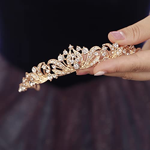 Tiara de casamento de prata JWICOS Para mulheres e meninas, coroas de princesa e tiaras para a noiva Rhinestone Birthday Crown Bandal
