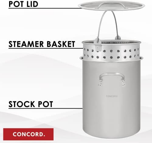 Concord 42 QT Pot de aço inoxidável com cesta. Chaleira pesada. Utensílios de cozinha para ferver