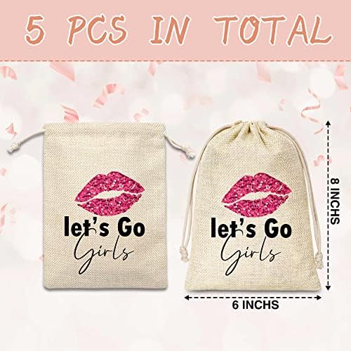 Sacos de kit de ressaca, vamos girl saco de kit de recuperação de sobrevivência com greves com cordão, 5 pcs de algodão de casamento