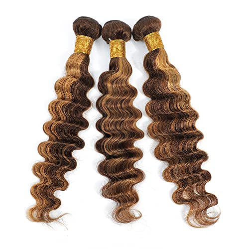 Pacacos de cabelo humano de ondas profundas P4/27 Pacacos de cabelo humano brasileiro Remy 24 26 28 polegadas grau 8a Tceadas de cabelo humano 3 Pacacos duplos Weft Wave Deep Hair Piano Color para mulheres