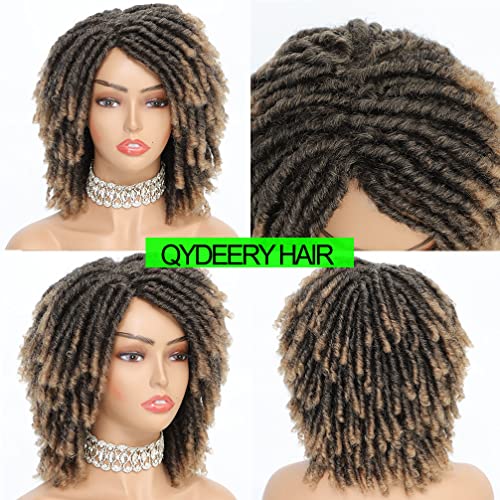 Perucas de dreadlock qydeery perucas sintéticas afro curtas perucas encaracoladas com perucas de torção para mulheres negras para