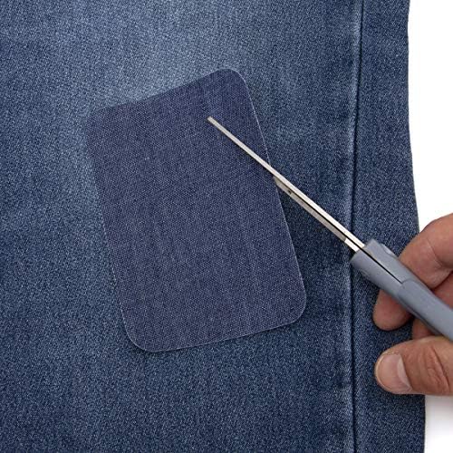 Kit de reparo de patches de jeans de ferro bastex. Dentro fora. Feito com a cola mais forte, tons de azul algodão. 12 peças, tamanho 3 x 4,25