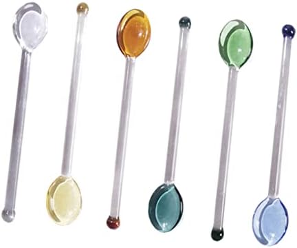 Hanabass 6pcs cocktail scoop mixing lojas resistentes a barras mel mel chá salgado frutas petite sobremesas açúcar bebem gelo copo de cristal de cristal frio mexendo pequenos cafés longos