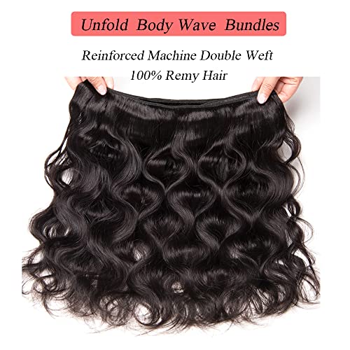 Pacotes de ondas corporais com feixes de cabelo humano brasileiros frontais com 13x4 Frontal Remy Hair Body Wave Human