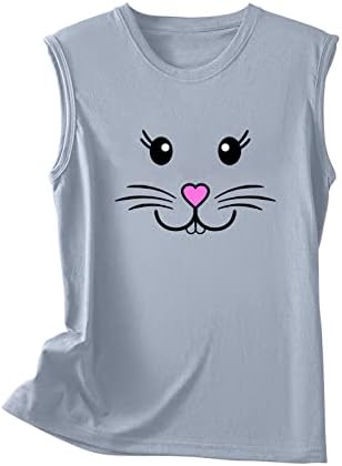 Tampa feminina Top Happy Camisetas de Páscoa de Cato Cato Pullover impresso de gato