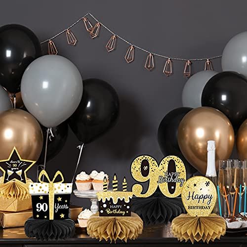 9 peças 90º aniversário decoração de 90 anos Centerpieces para mesas Decorações Cheers a 90 anos Mesa de favo de