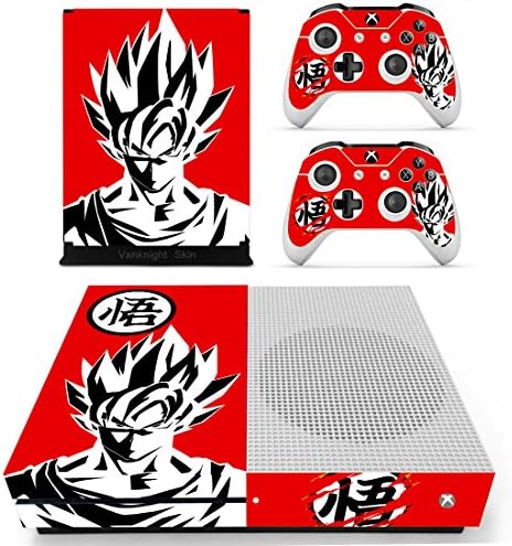 Vanknight Xbox One X Console Remote Controllers Conjunto de pele Goku Red Decalques de pele de vinil Tampa de adesivo