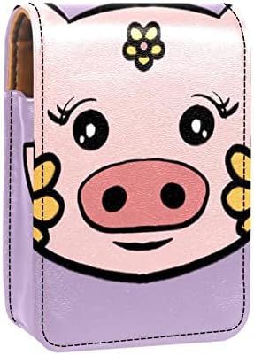 Caixa de batom Oryuekan com espelho bolsa de maquiagem portátil fofa bolsa cosmética, girassol de porco animal de desenho