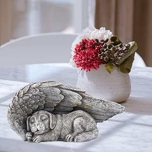 Cão anjo animal de estimação estátua resina resina dormindo estátua memorial para homenagear os amados artesanato criativo