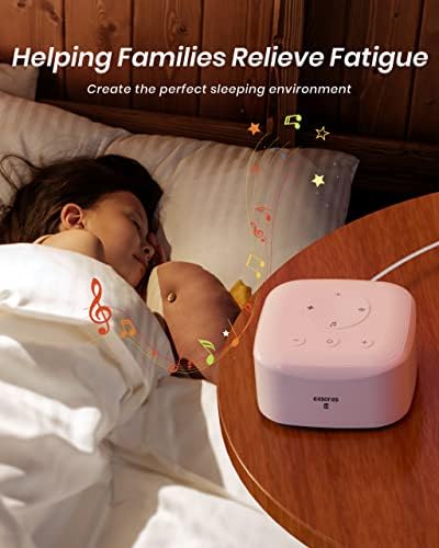 Elesorys White Noise Machine para o escritório do berçário para dormir em casa, função de memória, timer de sono, máquina de som com 20 sons calmantes, terapia de sono para bebê de som alimentada por AC ou USB