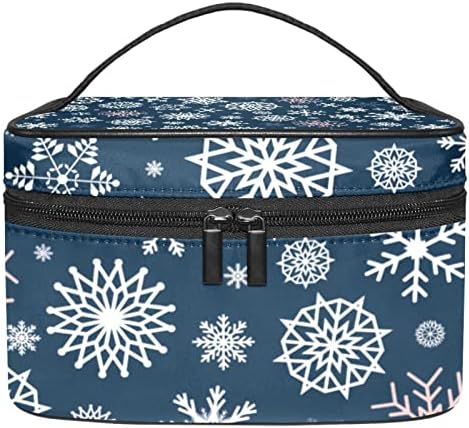 Bolsa de maquiagem azul de inverno para flago de neve para mulheres meninas, bolsa de cosméticos Bolsa organizadora de