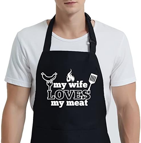 Avental de churrasco engraçado oxpaynop para homens com bolsos, chef grelhar cozinha de avental de cozinha, presentes