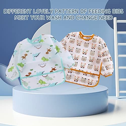 Haimoburg 5 PCs de mangas compridas bebês babadores babadores de mangas à prova d'água 3-24 meses
