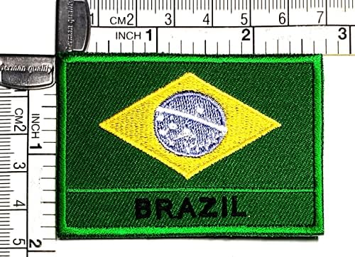 Kleenplus 1,7x2,6 polegada. Brasil Flag bordado Ratch ferro em costura em emblemas nacionais manchas quadradas bandeira de forma country manchas para roupas de camiseta de jaqueta de fantasia DIY Roupas de jeans