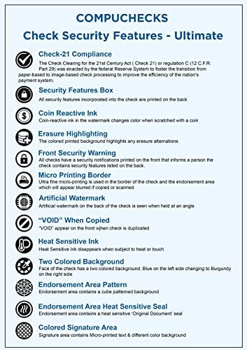 Compuchecks - 500 High Security Blank Check Stock Paper - Verificações na parte superior - Imprima fácil e segura do seu computador,