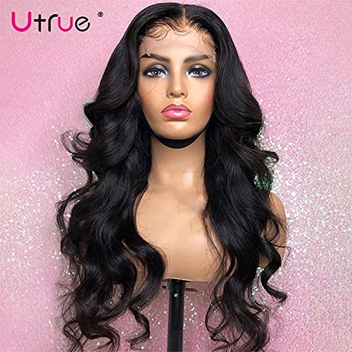 UTRUE Human Hair Wigs Onda corporal Lace Front Wigs Human Human 30 polegadas 150% Densidade de densidade Glueless Virgin Lace Virgin
