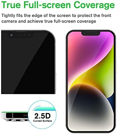 Bioton [2 pacote de protetor de tela de vidro temperado compatível com o iPhone 14 Pro / iPhone 14 / iPhone 13 / iPhone 13 Pro, [9H
