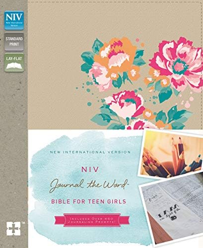 Texto personalizado personalizado seu nome NIV Journal The Word Bíblia para meninas adolescentes Leathersoft Over Board Gold/Floral