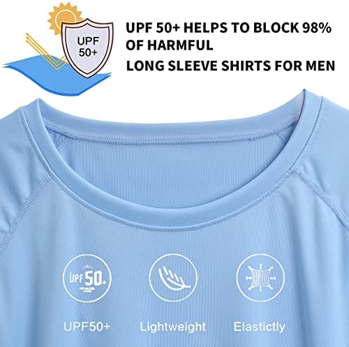 Faskunoie masculino Men 50+ camisas de manga comprida Proteção solar Rashguard Praia Caminhadas de pesca a água de água
