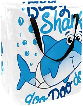 Tubarão de bebê com cesto de lavanderia dobrável de bolha azul, cestas de lavanderia de 60l de lavanderia de lavagem
