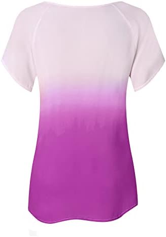 Tops de verão para mulheres 2023 gradiente curto casual Tie tingido tingido de camiseta de camiseta de camiseta viniculada