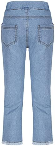 Freebily Toddler Baby Girls Jeans Split Hem Lace Bowknot Decor de decoração elástica calça jeans casual Bottoms casual