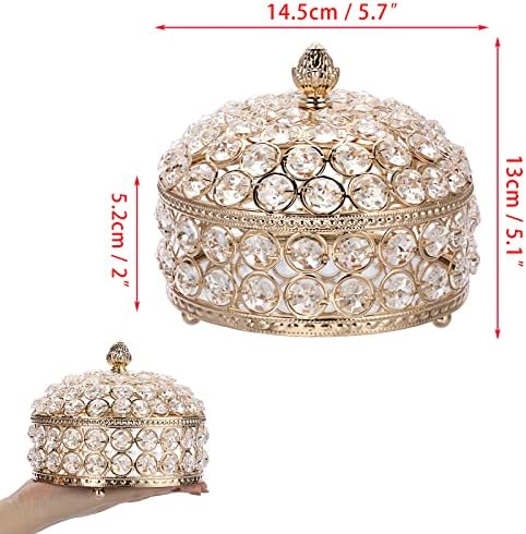 Caixa de jóias de jóias de cristal Hipiwe Caixa de bugiganga de bugiganga caixa de tesouro de ouro de luxo decoração