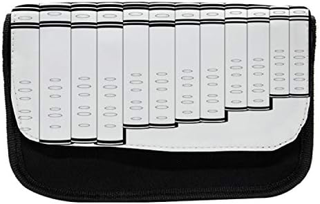 Caixa de lápis panpipe lunarável, tubos de flauta de panela monocromática, bolsa de lápis de caneta com zíper duplo, 8,5 x 5,5, preto e branco