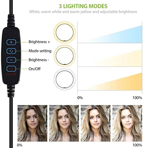 Anel de selfie brilhante Tri-Color Light Compatível com o seu LG US110 10 polegadas com remoto para transmissão ao