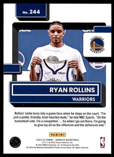 Ryan Rollins RC 2022-23 Donruss 244 nm+ -mt+ NBA Basketball Warriors Classificado