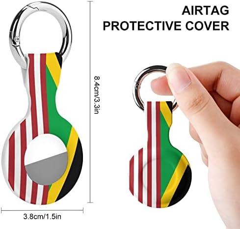 Caixa de silicone impressa na bandeira jamaicana da Fiag para airtags com o chaveiro de tag -tag de tag de tag de techain tag rastreador de acessórios