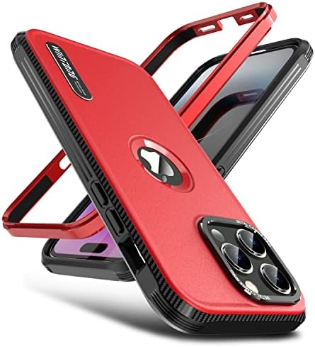 Caso magnético de Wintong compatíveis com a caixa do iPhone 14 Pro Max, [Proteção contra queda de grau militar] Caso de proteção protetora de proteção robusta à prova de choque de corpo inteiro para o iPhone 14 Pro Max 6.7 , vermelho