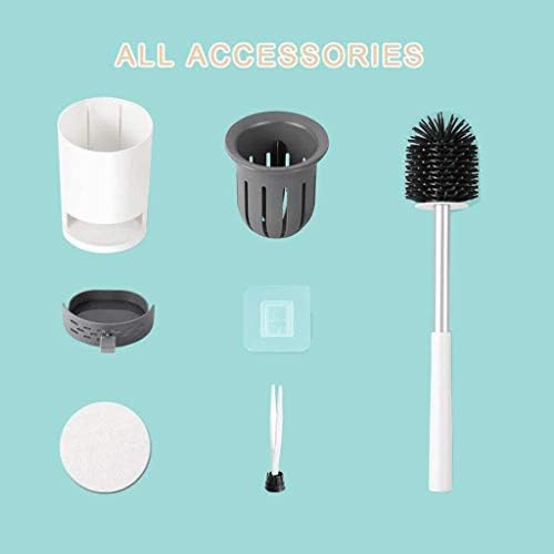 Brush e suporte para banheiro e hyllby para banheiro, silicone cerdas de tigela de limpador com desodorizante de lama de diatomáceas compactas, design de parede montado
