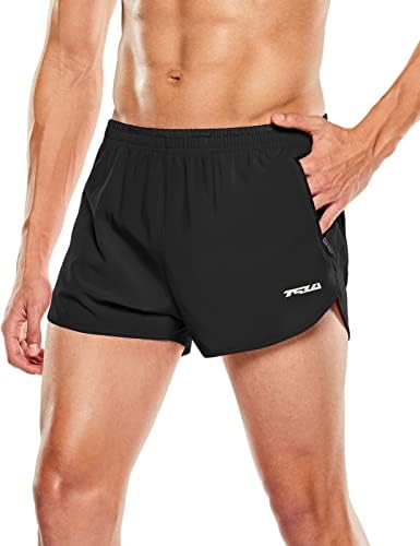 Shorts ativos de corrida ativos masculinos da TSLA, shorts de treino de malha seca rápida de 3 polegadas, shorts de maratona atlética da ginástica com bolsos