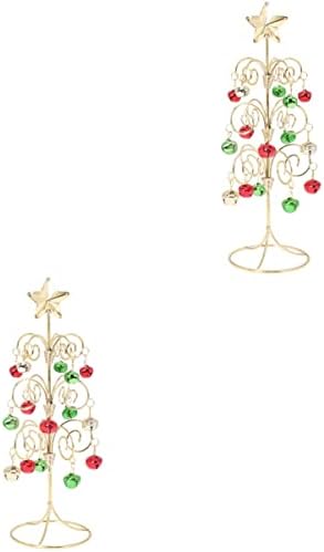 Nolitoy 2pcs Bell Christmas TableOffice Ornament Adorn Holder Adornment Tree Bells Stand Metal With Decoration Festival Iron Prop Balls Art Favor Favory Home Decor for Holiday Shopwindow