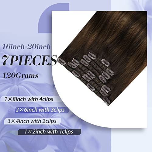 Moresoo balayage clipe de cabelo humano em extensões de 18 polegadas Remy Natural Remy Clip em Extensões de Cabelo CLIP EM CAIL HUMANO CORREÇÃO DE RECULOSO #2/6/2 PU+Lace Total 2 Pacotes