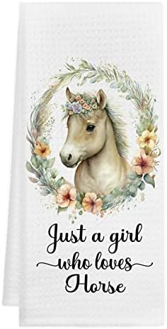 Gichugi apenas uma garota que adora toalhas de cozinha de cavalo e panos de prato, choras de cavalo floral choras de prato decorativo