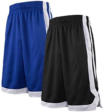 Toptie Basketball Shorts com bolsos para homens, shorts atléticos ativos de dois tons, shorts de treino para adultos