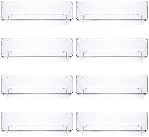 Fixwal 8 PCs Conjunto de organizadores de gavetas claros, 9 x 3 x 2 bandejas retangulares plásticas, divisórias de