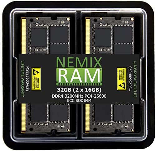 Kit de 32 GB 2x16gb DDR4-3200 PC4-25600 ECC SODIMM 2RX8 Atualização de memória por Nemix Ram